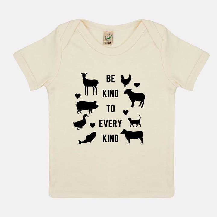 VO – Engroshandel T-shirt - Baby – Vær venlig mod enhver slags vegansk baby-T-shirt3