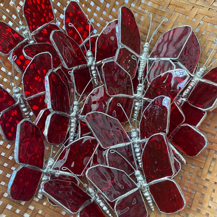 Stained glass stars and Talavera - Wholesale Suncatcher - Stained Glass Butterflies, Any color, with hoop or magnet2