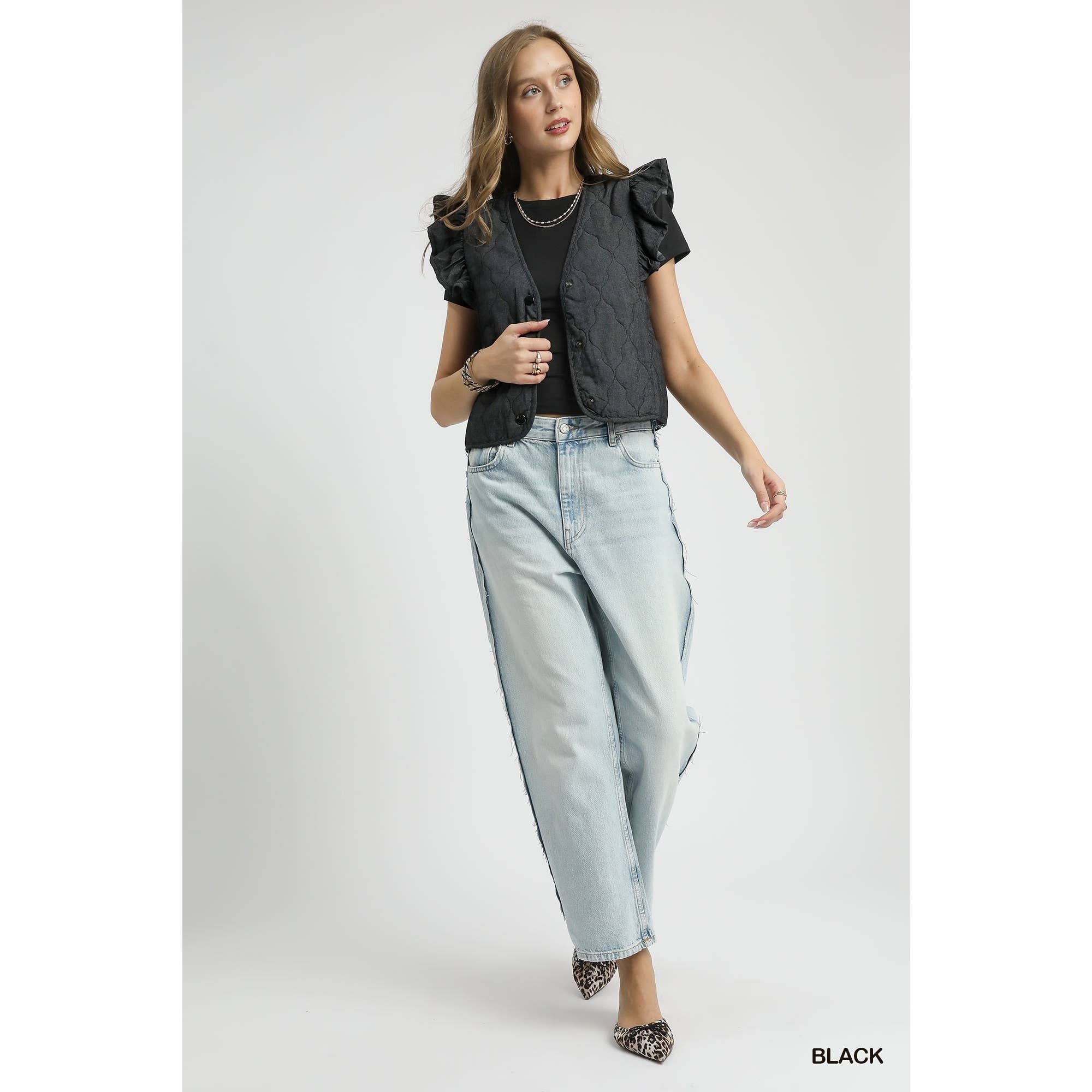 STYLE USA – Engroshandel Vest - Dame – Quiltet vest med flæseærmer3