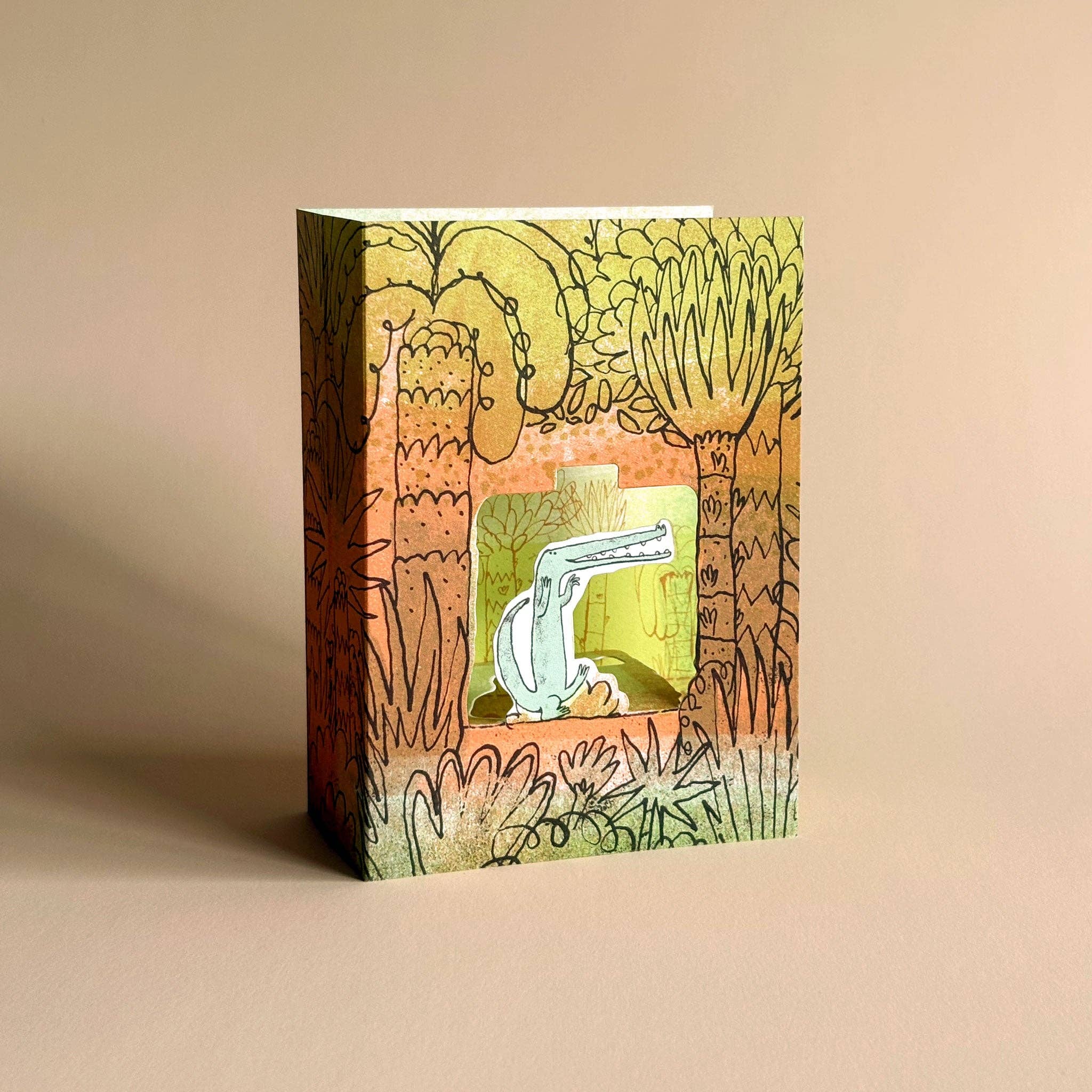 Olive Press Publishing – wholesale Everyday greeting card – Crocodile Rock 3D card by Toby Rampton