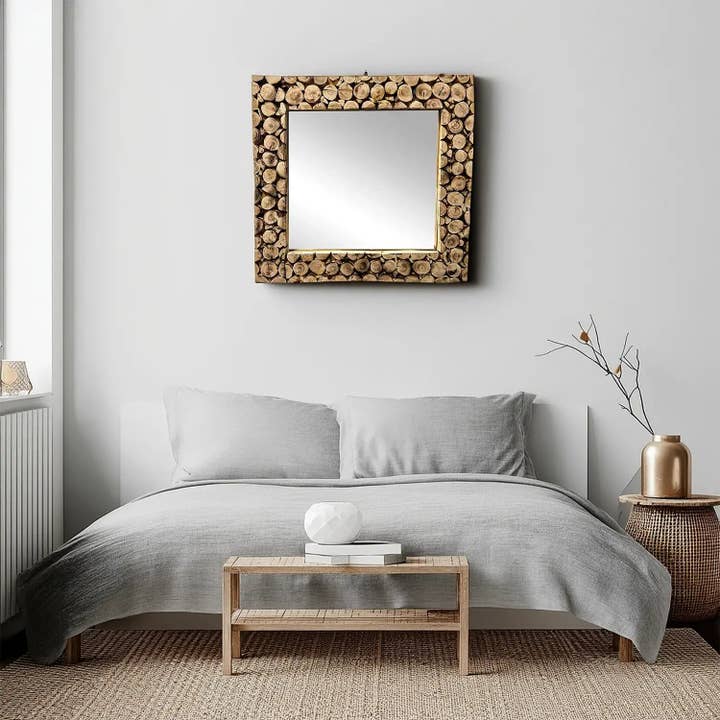 Specchio Marocchino Rustico In Legno Naturale Fatto A Mano#3 per la vendita all'ingrosso da parte di Etnico del Mondo