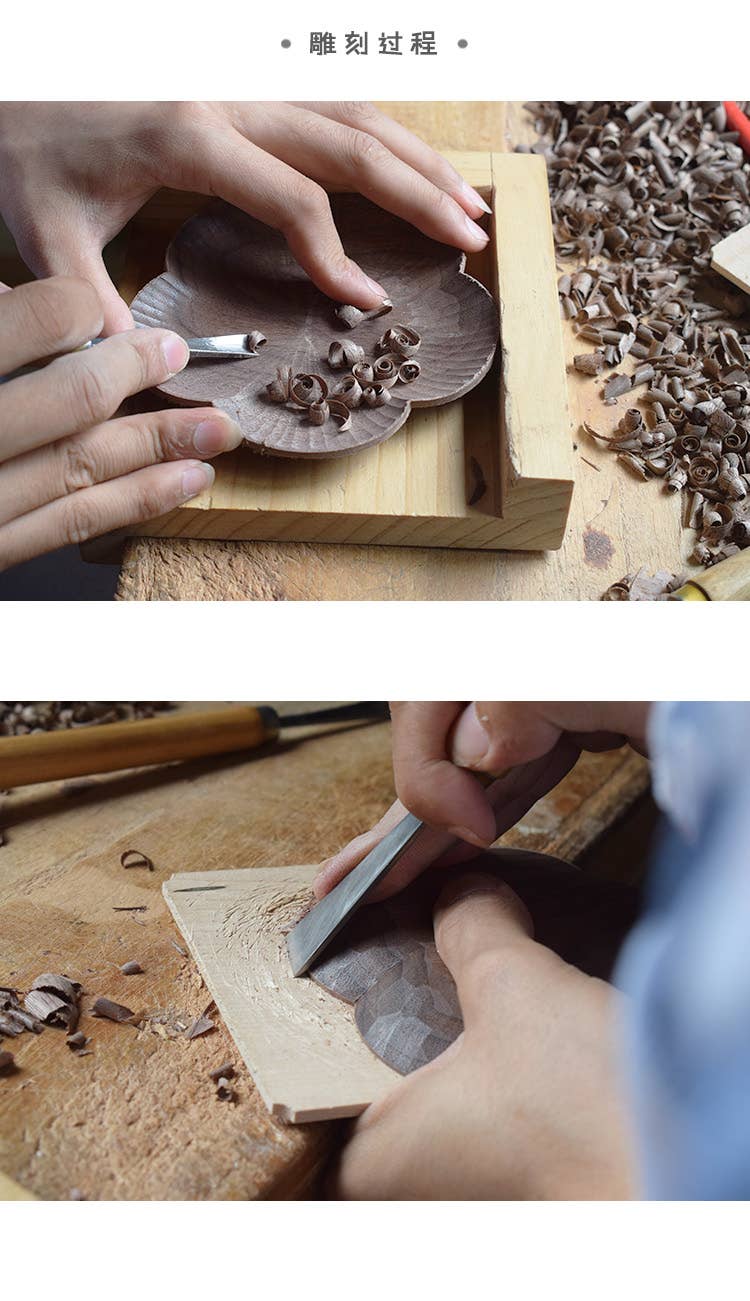 Senser Woodcraft – Engroshandel Pyntebakke – Sort valnød Håndskåret blomsterplade10