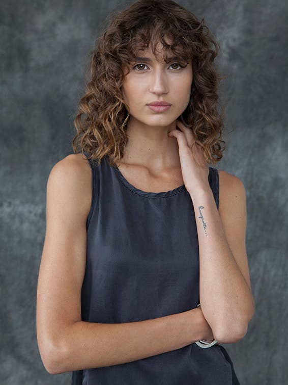 Silk & Organic Cotton Top - Black for wholesale by Tluxe