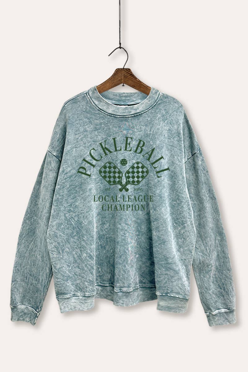 VINTAGE POINT USA - Vente Sweat-shirt à imprimés – femme - SWEATSHIRT DÉLAVÉ MINÉRAL AVEC GRAPHISME DE CHAMPION DE PICKLEBALL2