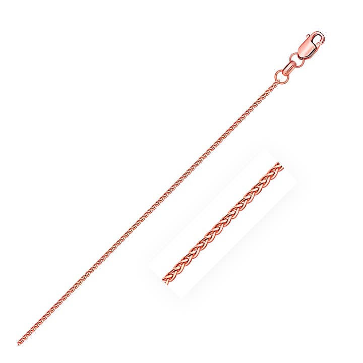 14k Rose Gold Diamond Cut Round Wheat Chain (1.20 mm) for wholesale by RubyAnn Jewelry