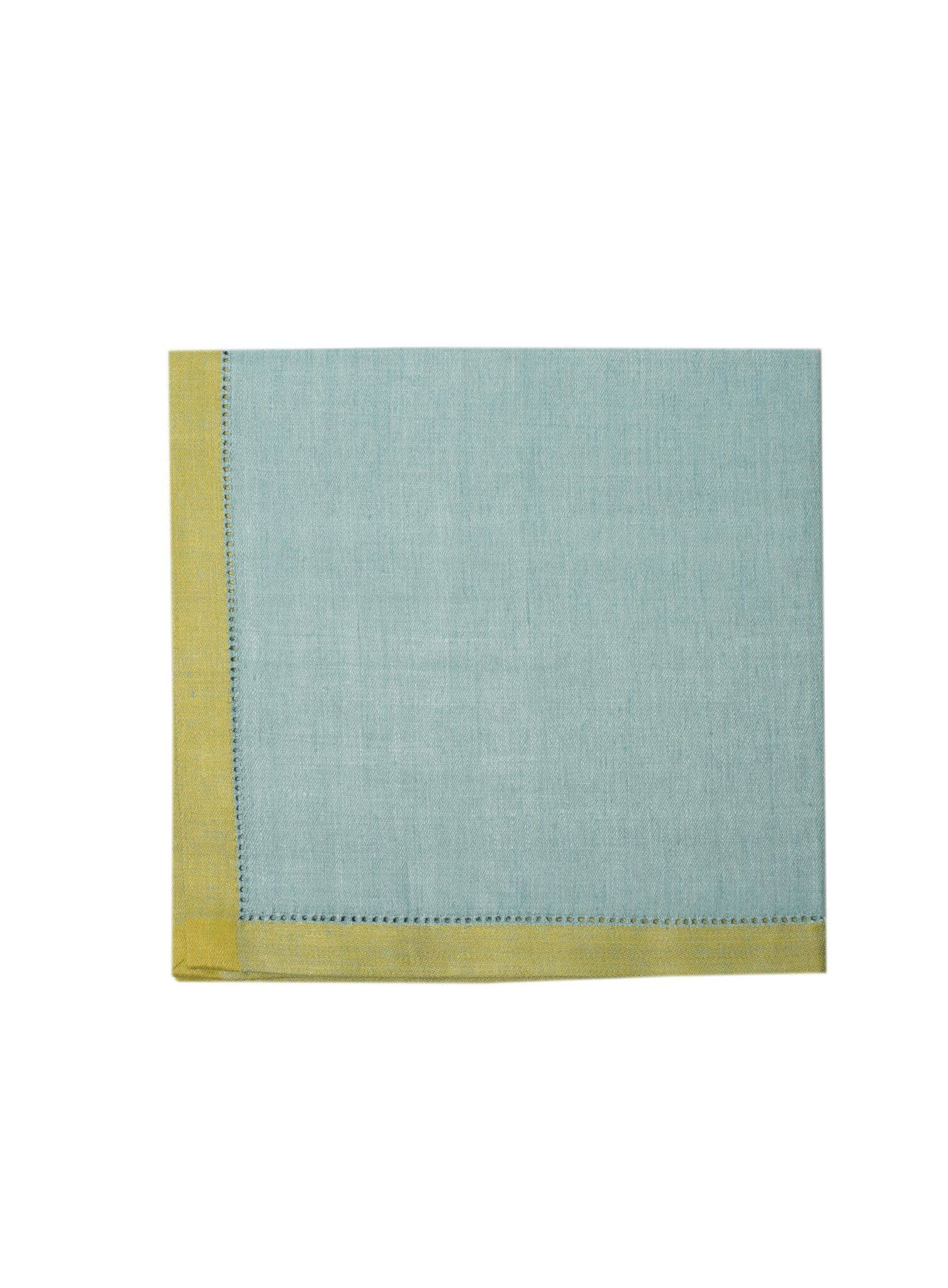 Linen Way Inc. - Wholesale Dinner & Cloth Napkin - Azzura Linen Napkin – Azure with Olive Border3