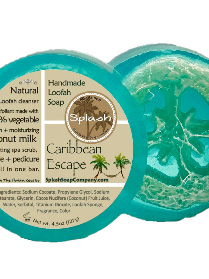 Caribbean Escape Loofah Soap for wholesale by Splash Soap Company