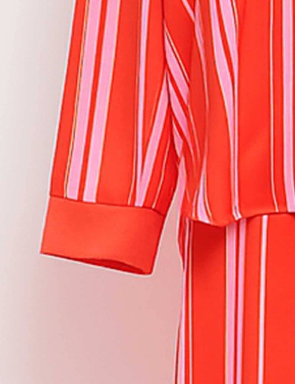 Red Ladies Striped Long Sleeves Top & Pants Lounge Set SKST5K26 for wholesale on Faire4