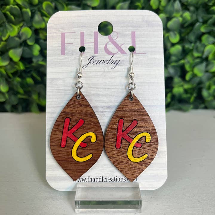 Wood Red KC Earrings for wholesale by FH&L Creations