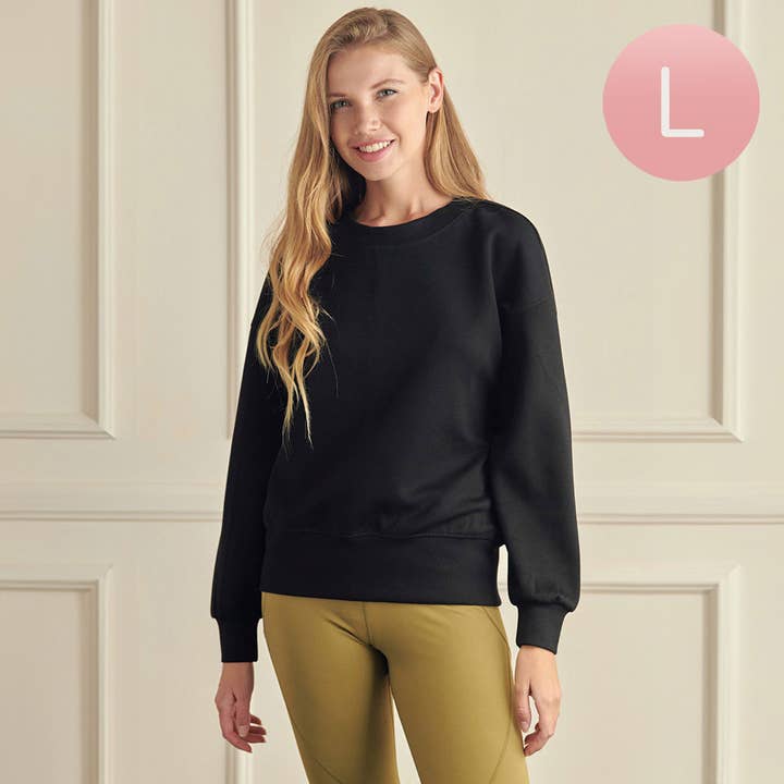 Sensibling Corp. - Wholesale Sweatshirt - Women's - Womens Solid Crewneck Scuba Sweatshirt2