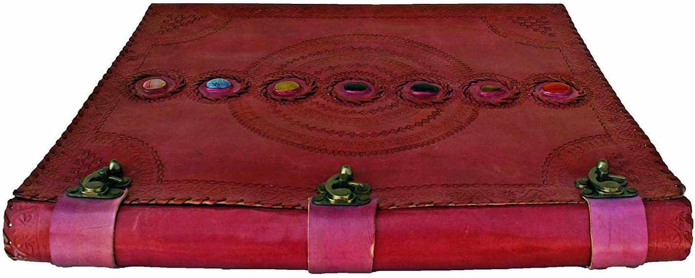 Tuzech Leather - Wholesale Journal/Diary - Seven Chakra Leather Journal – Handmade Embossed Diary 13"22