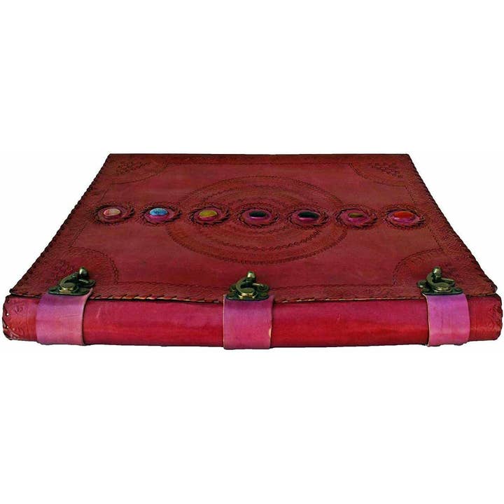 Tuzech Leather - Wholesale Journal/Diary - Seven Chakra Leather Journal – Handmade Embossed Diary 13"22