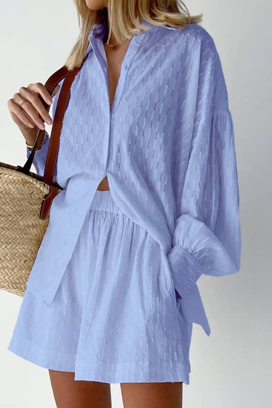 Miss Sparkling – wholesale Set med topp och shorts – Dam – Set med två delar: shorts och långärmad blus med knappar7