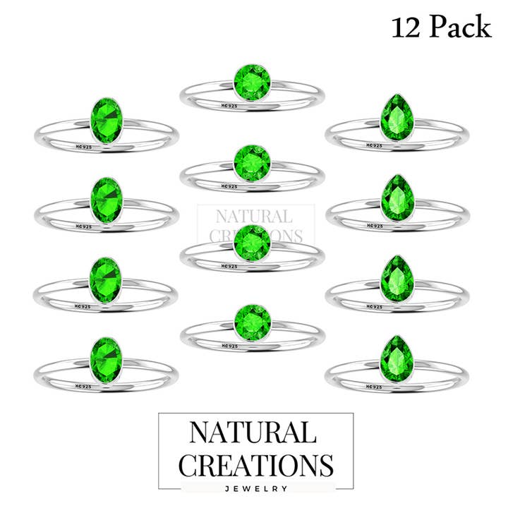 Nature Crafts - Wholesale Single Stone/Solitaire Ring - Natural Chrome Diopside Stackable Rings for Women in Silver2