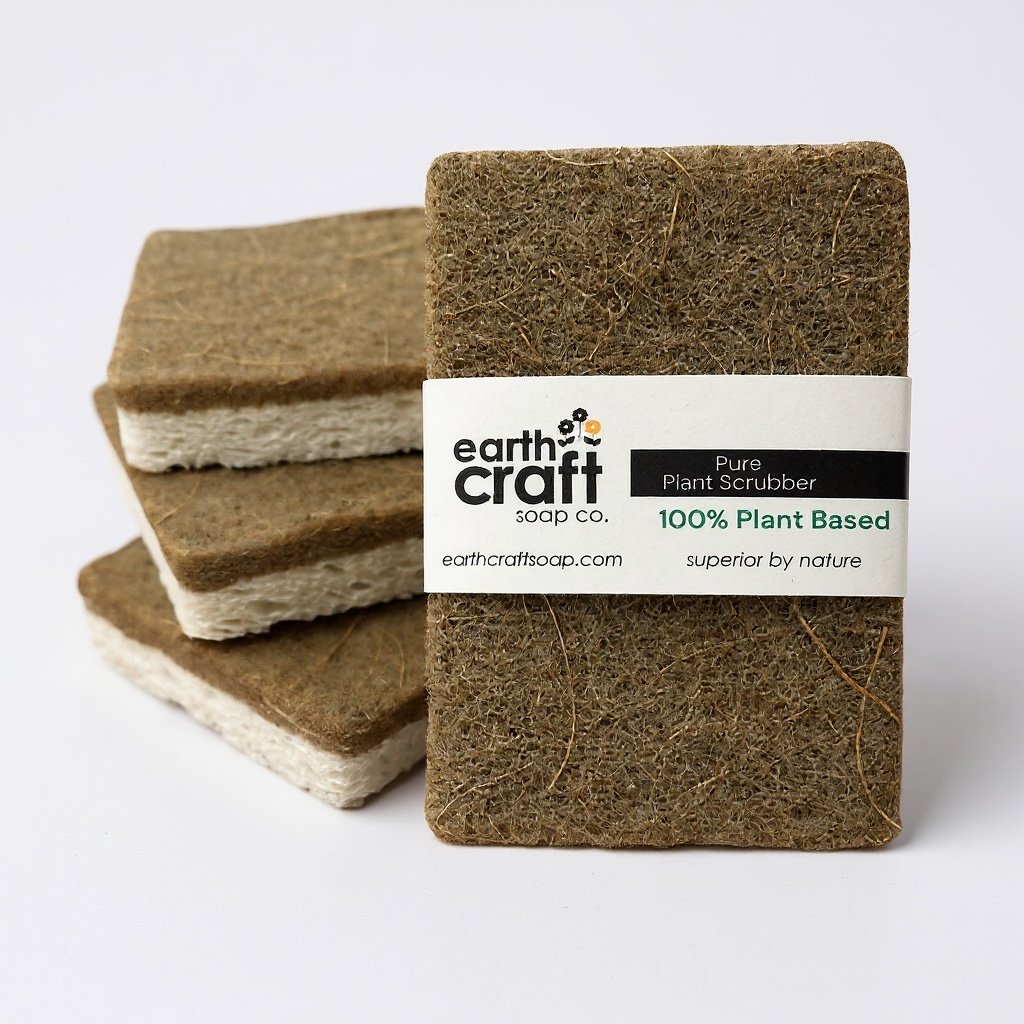 Earthcraft Soap Co - Wholesale Cleaning Sponge - 100% Plant-Based Kitchen Sponge | Coconut & Walnut Scrubber (Compostable + Plastic-Free)0