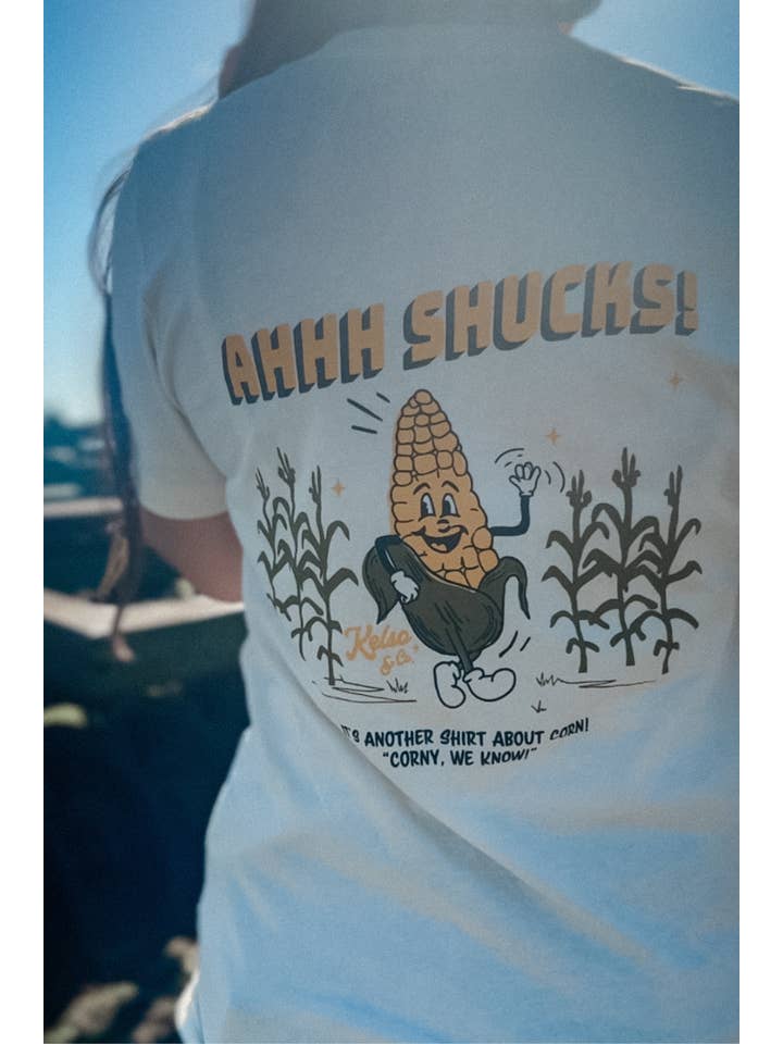 Kelso & Company - Vendita all'ingrosso Maglietta serigrafata - Unisex - T-shirt con grafica Ahhh Shucks Dancing Corn in erica naturale1