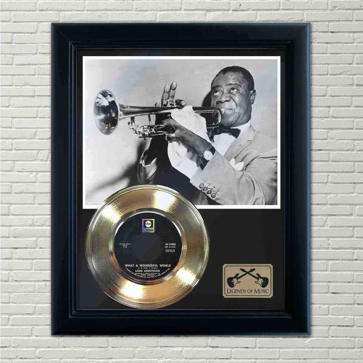 Gerahmtes Display von Louis Armstrong „What A Wonderful World“ für den Großhandel von Gold Record Outlet