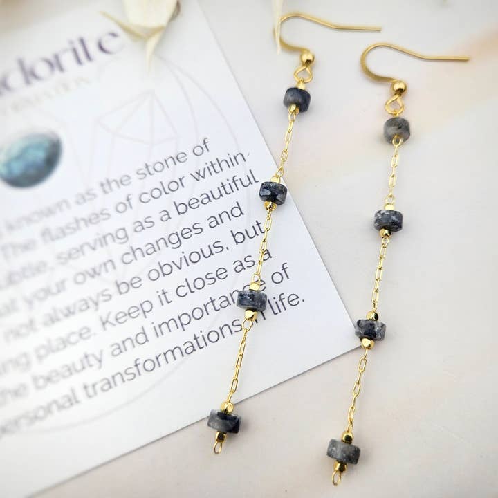 Ädelstenskedjeörhängen - Labradorit/Transformation för wholesale av WonderLight Jewelry
