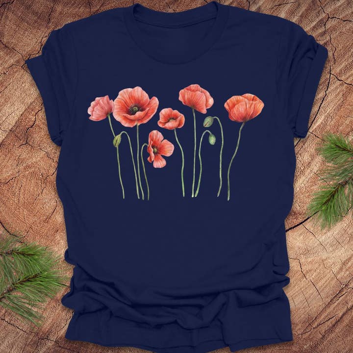 Dancing Poppies Tee for wholesale by Wandering Owl Adventure Co.