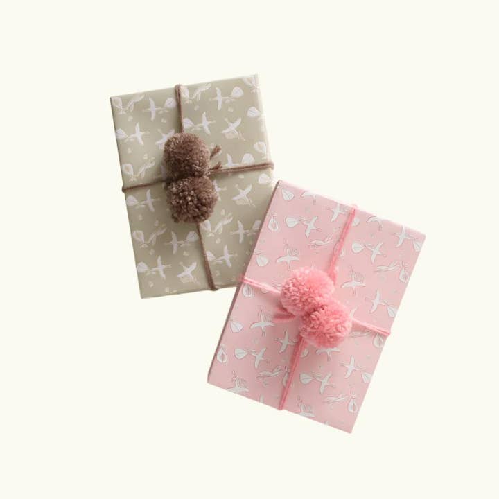 Storks Double Sided Gift Wrap set of 2 for wholesale by Tracey Wirth Designs