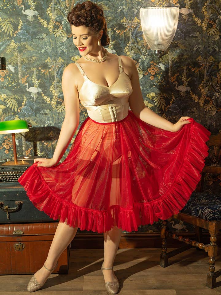 What Katie Did - Wholesale Skirt - Women's - Sandra Red Frilly Petticoat L8021R1