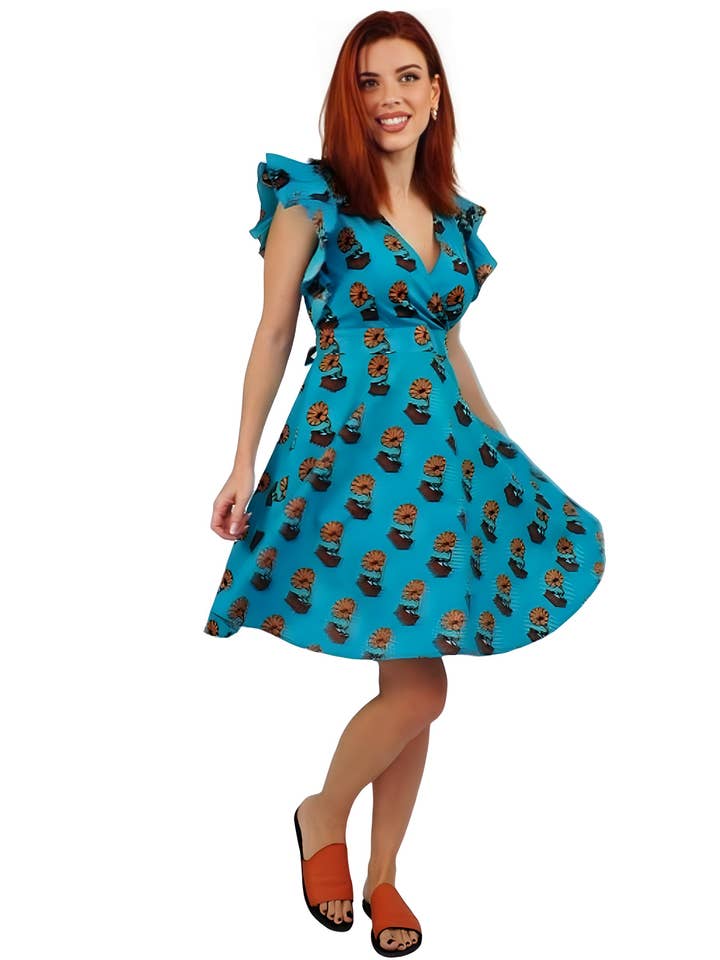 Robe mini imprimée musique faite main pour la vente par Kalimera Clothing Athens