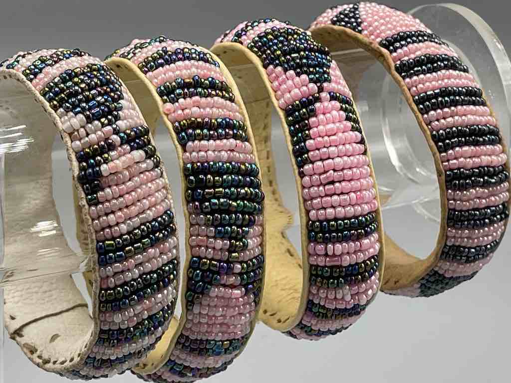 The Niger Bend - Vendita all'ingrosso Bracciale con perline - Bracciale in pelle con perline larghe bicolore scintillante1