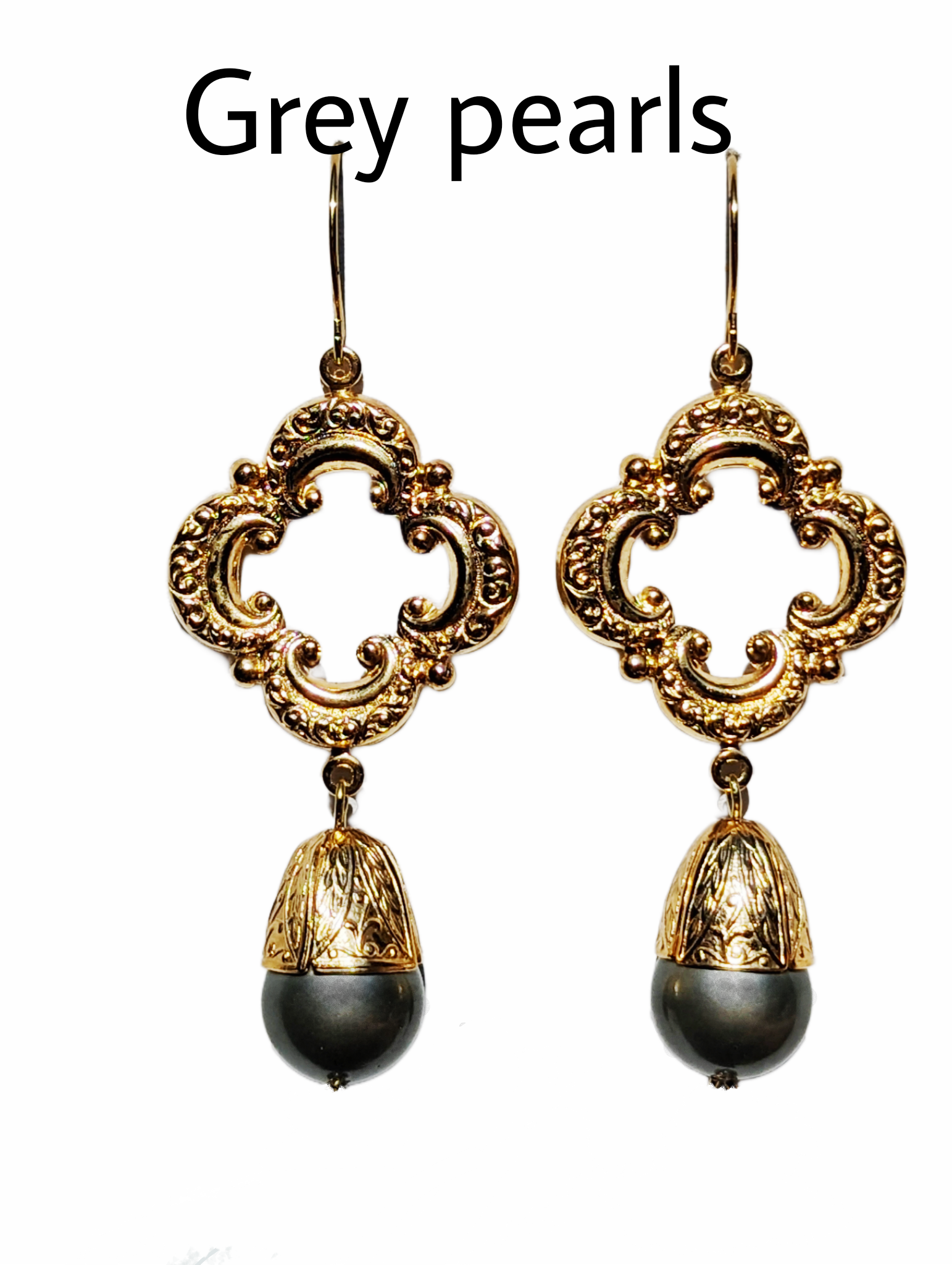 Gay Isber Designs - Wholesale Dangle Earrings - Gold Plated Elegant Vintage Cream Pearl Drop Earrings 3 inch Long USA Made by Sugar Gay Isber unisex-adult Bridal Other colors available12