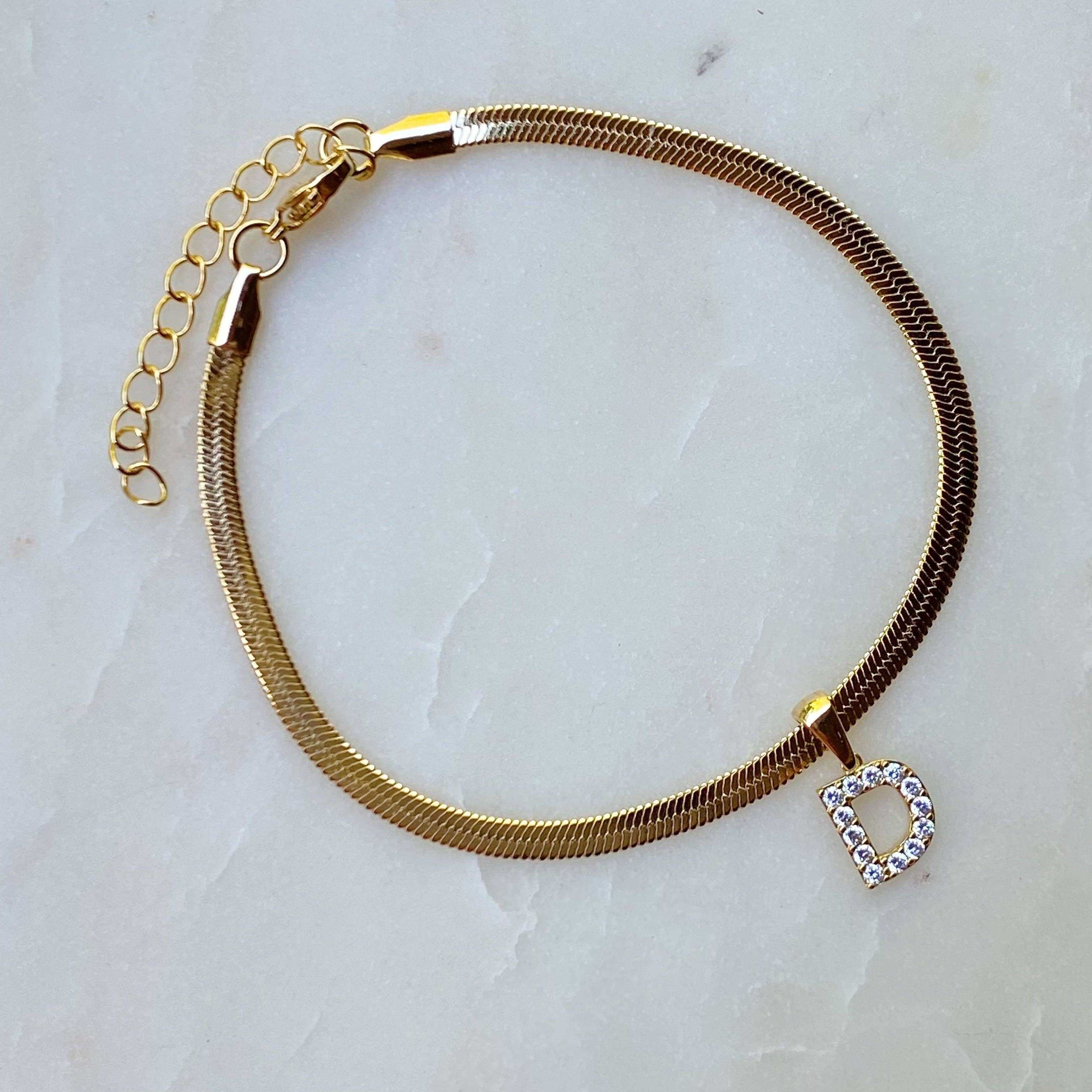 Ellison+Young - Wholesale Anklet - Herringbone Chain Initial Anklet3