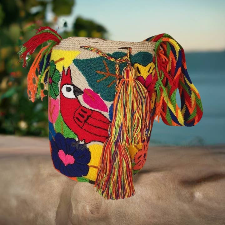 Lyla grote handgemaakte Wayuu Mochila-tas met ponsnaald voor wholesale door Wuitusu