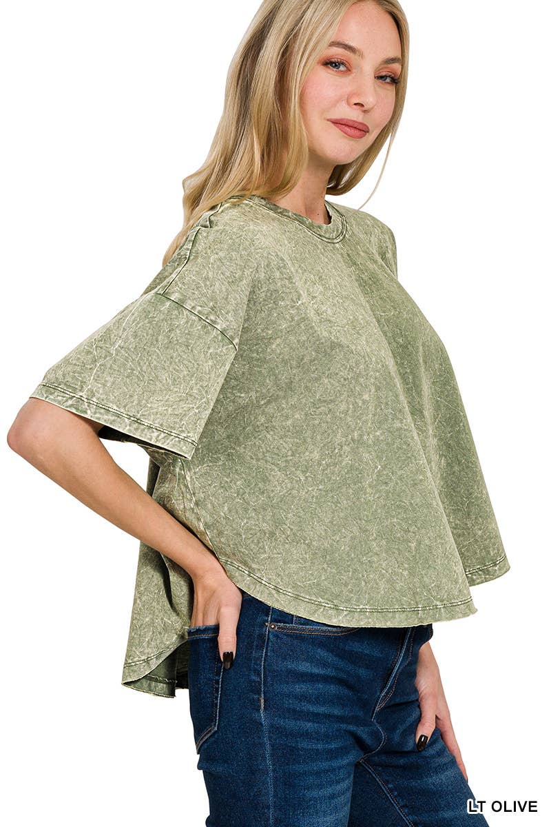 42POPS – wholesale T-shirt – women's – "._ SI-25351 Vintage Washed Short Sleeve Top As shown12