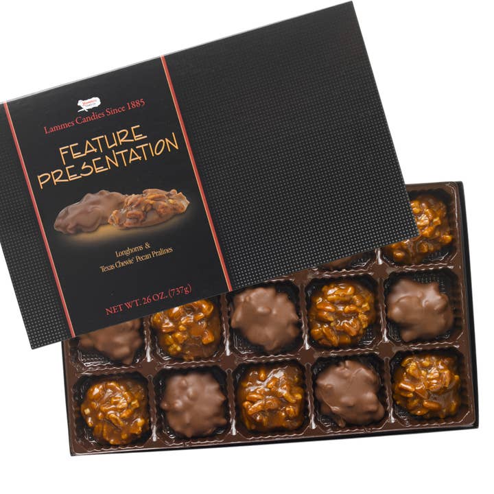 Feature Presentation: Pralines and Longhorns 26 oz for wholesale by Lammes Candies