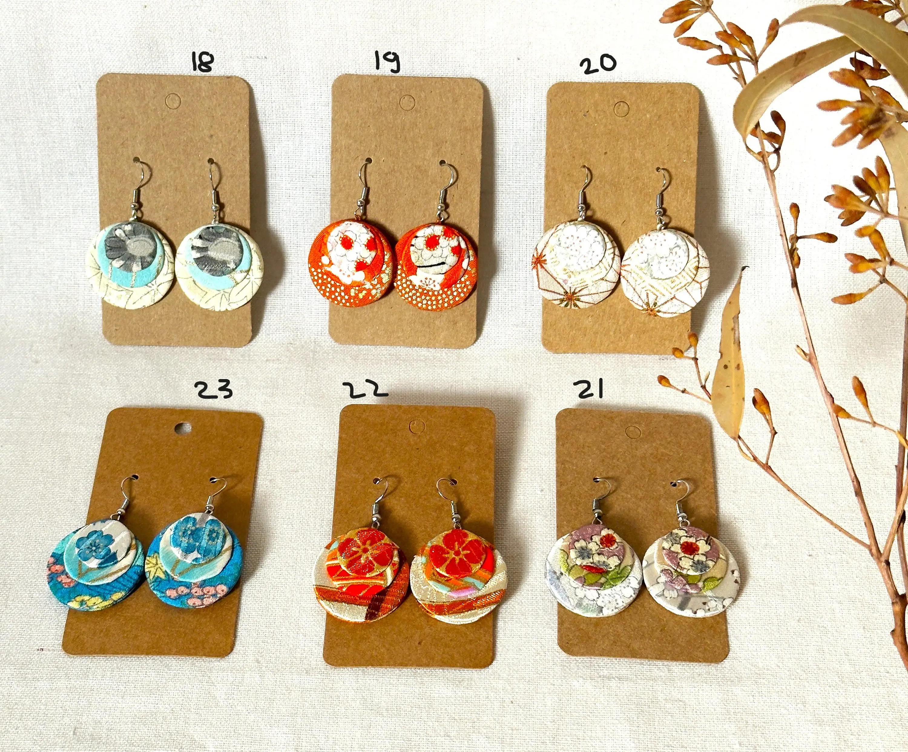 Sophie Silks - Wholesale Dangle earrings - Circle Disc Kimono Earrings3