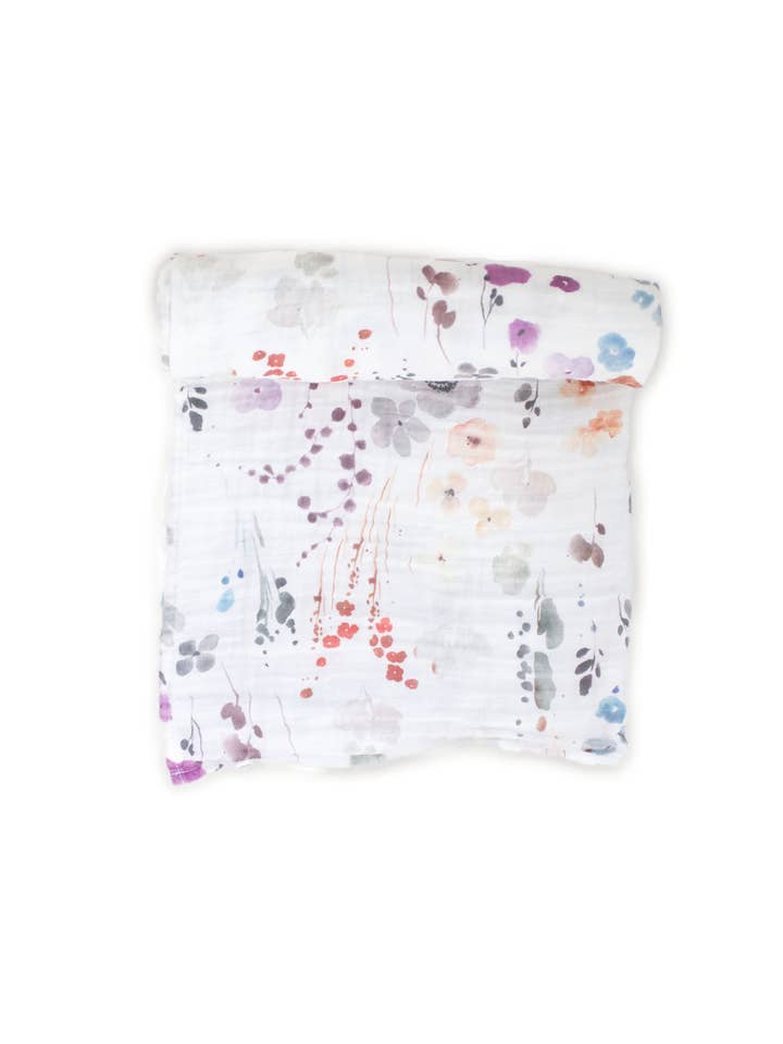 Fawn & Foster - Wholesale Swaddle - Baby - Organic Muslin Gauze Swaddle Receiving Blanket Violet Floral4