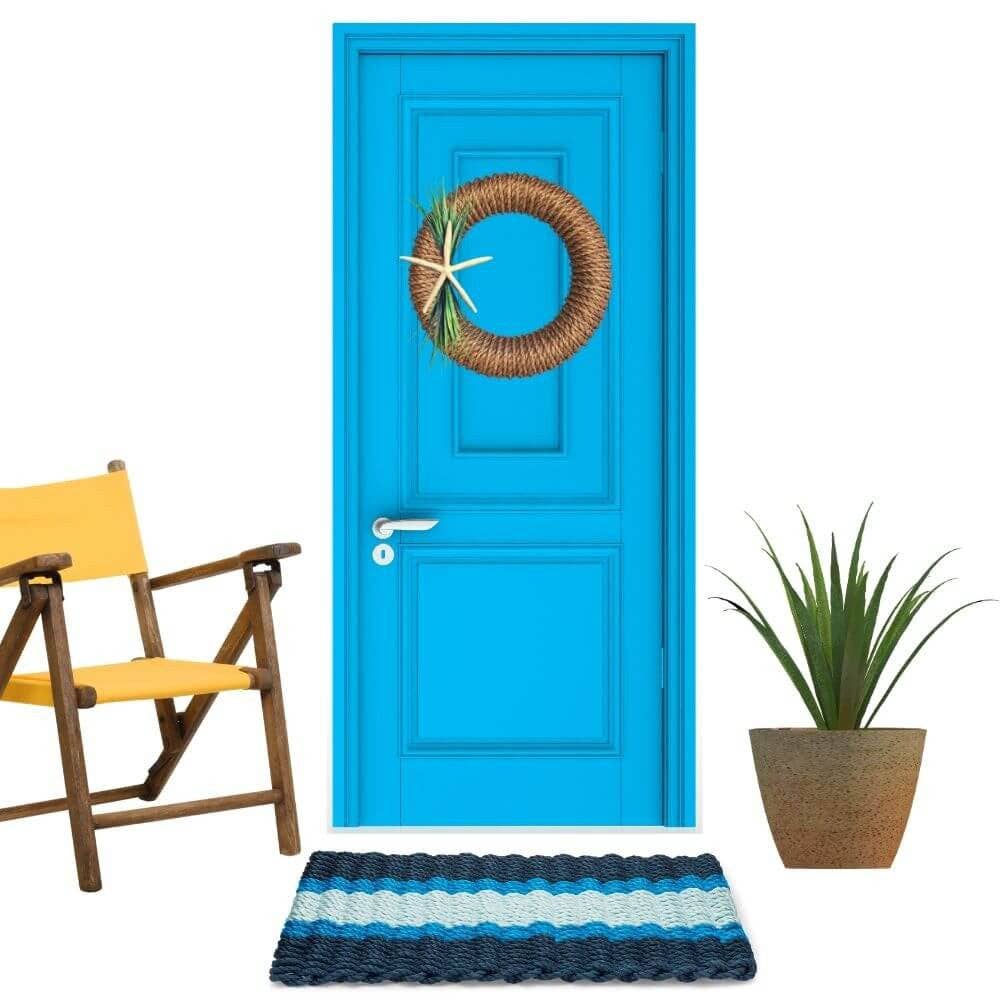 Wicked Good Doormats - Wholesale Door Mat - Lobster Rope Outdoor Doormat: Navy, Light Blue, Seafoam2