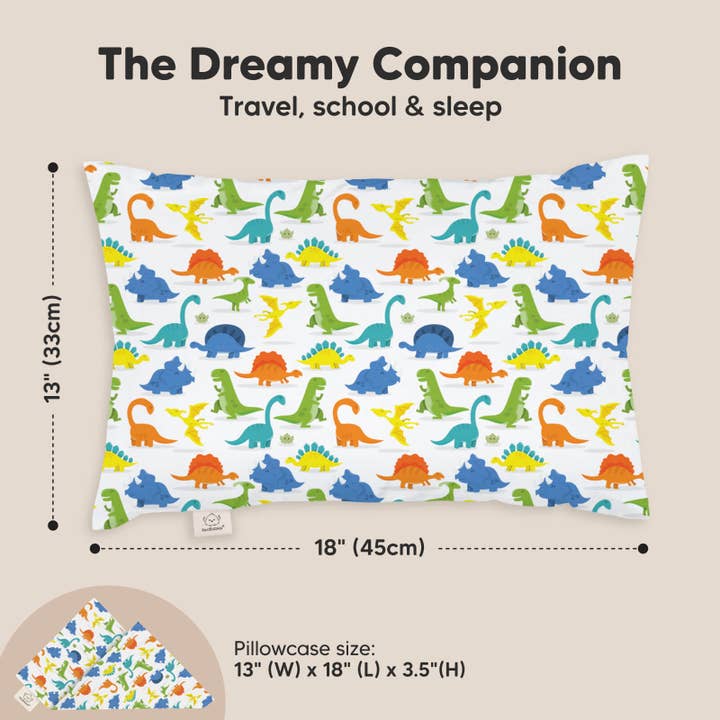 Dino feliz Almohada para niños pequeños de 13 x 18 pulgadas con funda de almohada de venta al por mayor en Faire2