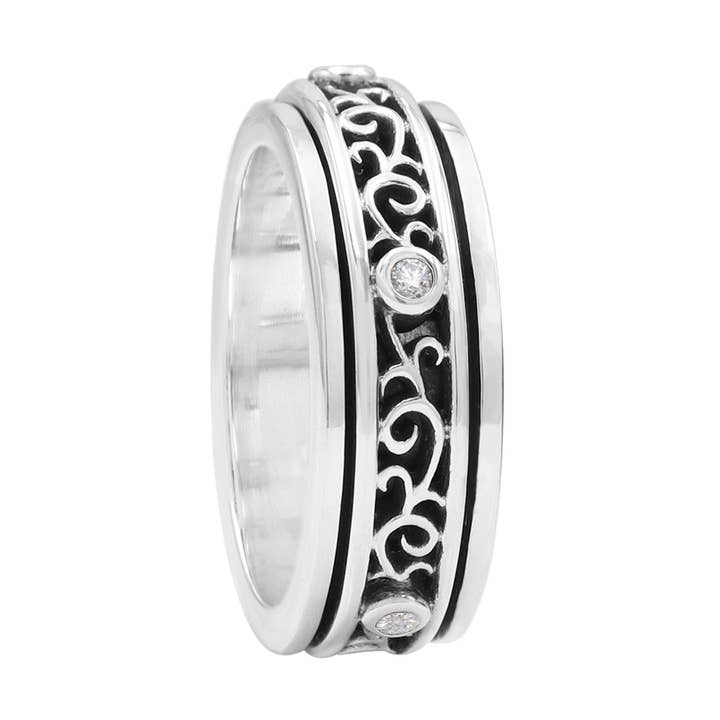 Swarovski Krystal Spinner Ring: 925 Sterling Sølv Smykker for engroshandel hos Jay Jools