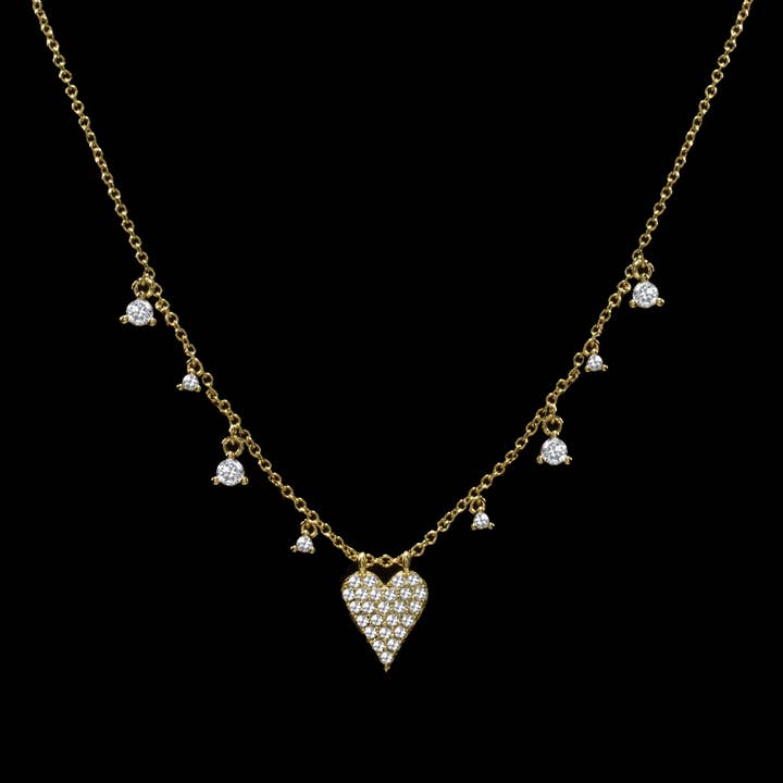 Pave heart necklace for wholesale by Be Je Designs