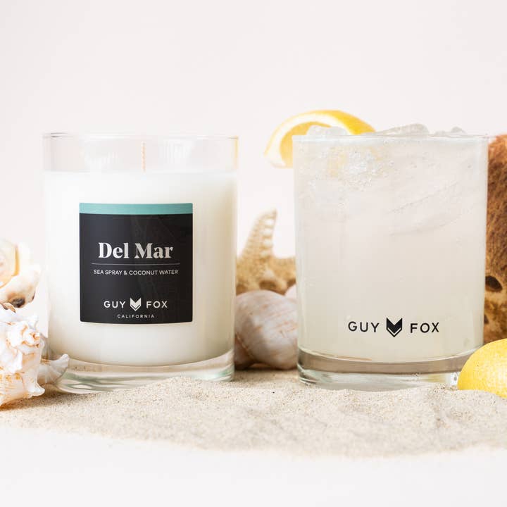 GUY FOX - Wholesale Jar/Filled Candle - Del Mar - Reusable Men's Candle - Sea Spray & Coconut Water