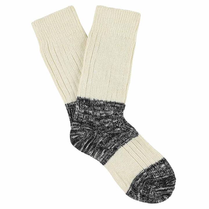 ESCUYER - Wholesale Socks - Women's - Women Melange Block Socks - Ecru / Black