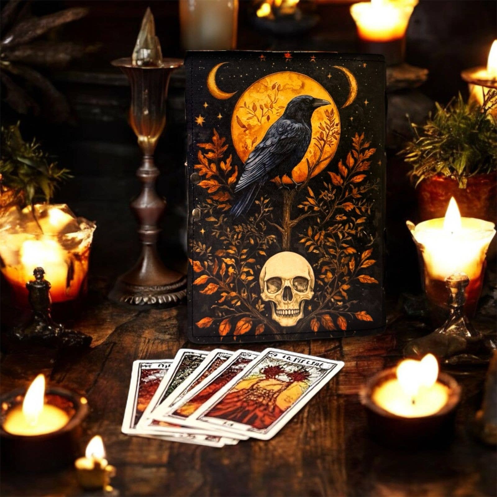 MNM HANDICRAFTS – wholesale Journal/diary – Leather Gothic Journal Magical Raven Skull Spiral Notebook 3