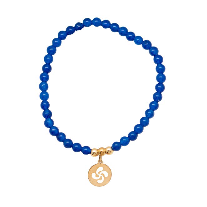 Lauburu Basque Cross Stone Bracelet Gold Plated 316L Steel for wholesale by TALISMAN JEWELLERY (D&Fidanverdi, S.L.)