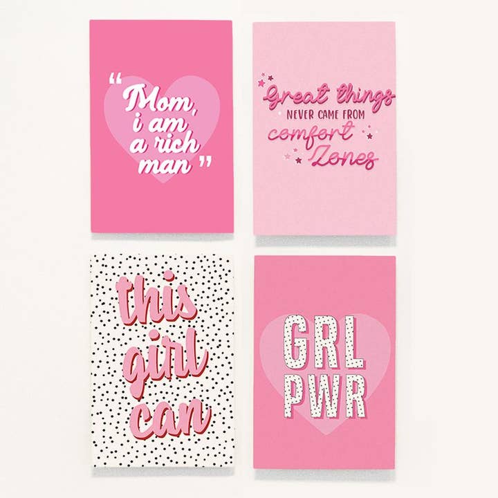 Set of 4 Girl Boss Postcard Motivation Set for wholesale by Design By Emma