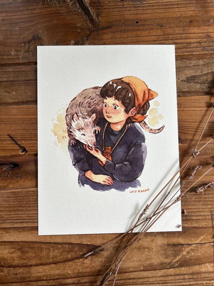 Familiar de Sorcière : Impression d'Art Raton Laveur 15 cm x 23 cm (Copie) pour la vente par Cottonbook