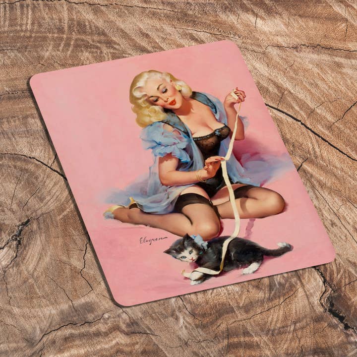 Pin upp flicka rosa kattunge - metall personlig konst väggskylt för wholesale av The British Metal Signs Company