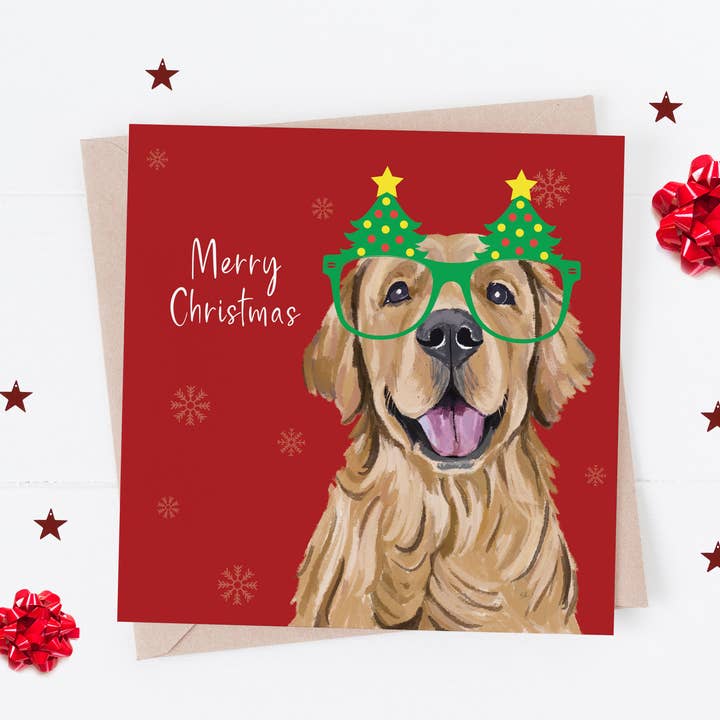 Divertidas tarjetas de Navidad para perros Golden Retriever para venta al por mayor de Richarts Designs
