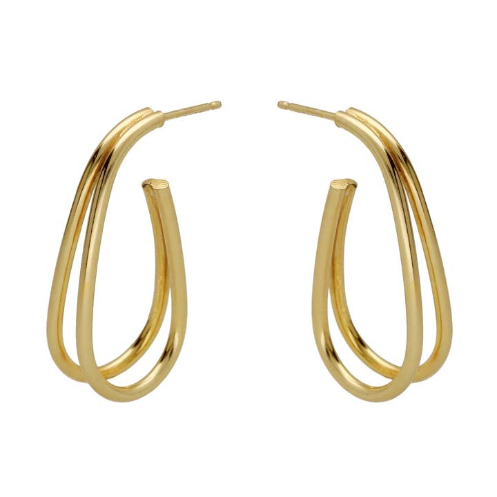 Boucles d'oreilles créoles Copenhague bicolores goutte en argent pour la vente par Victoria Cruz