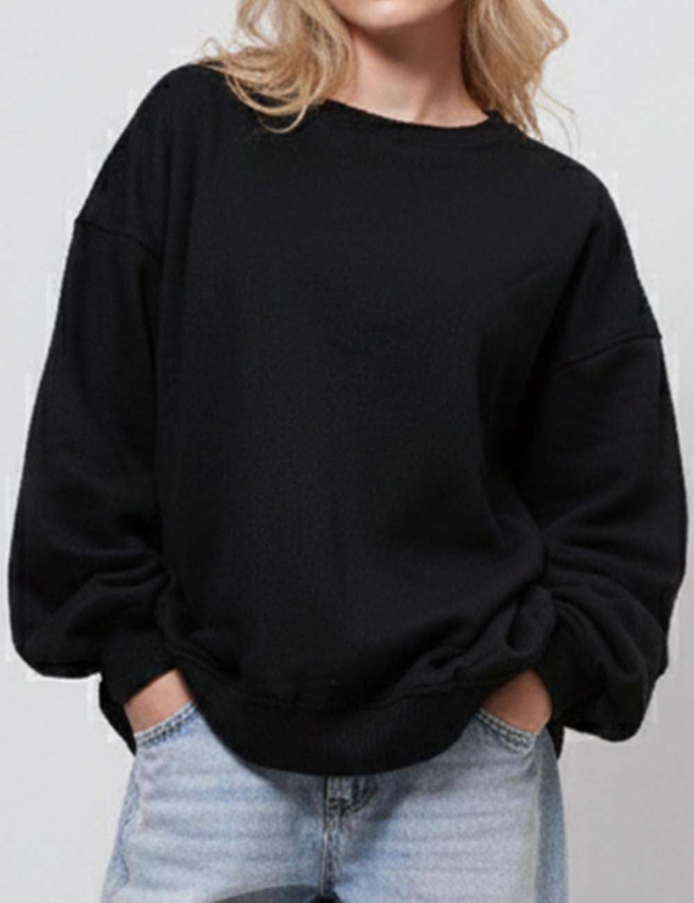 Sweetkama - Venta al por mayor Sudadera - Mujer - Top ajustado de manga larga y cuello redondo para mujer H662013