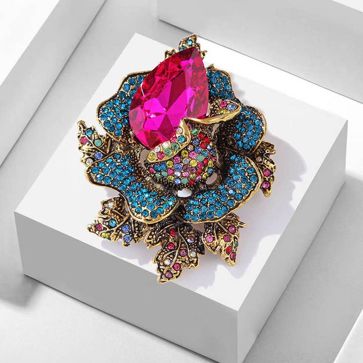 Ole - Wholesale Brooch - Floral Rhinestone Pin PA4074