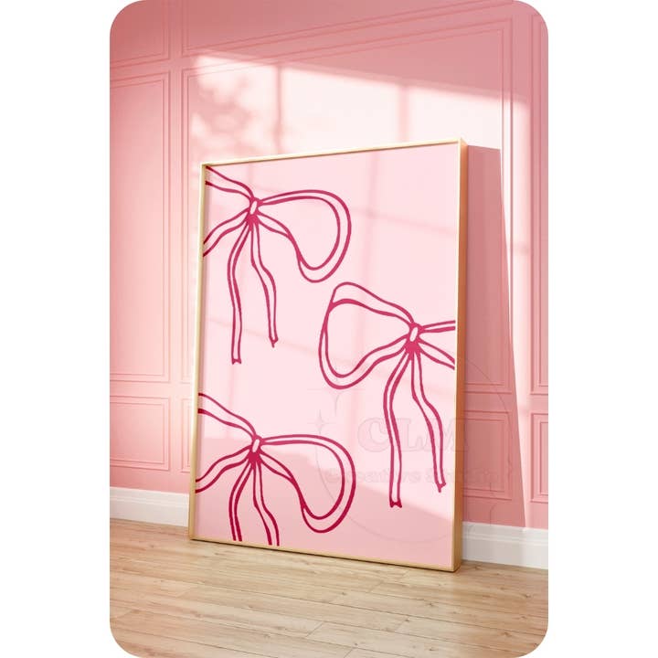 CLM Creative Studio - Wholesale Art Print - Coquette Hand Drawn Pink Bow Wall Art Prints